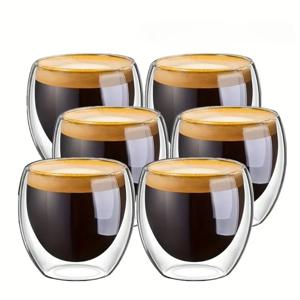 80/250/450ml 이중벽 절연 투명 유리 에스프레소 컵 차, 커피, 라떼, 카페, 우유, 레스토랑 사용에 적합