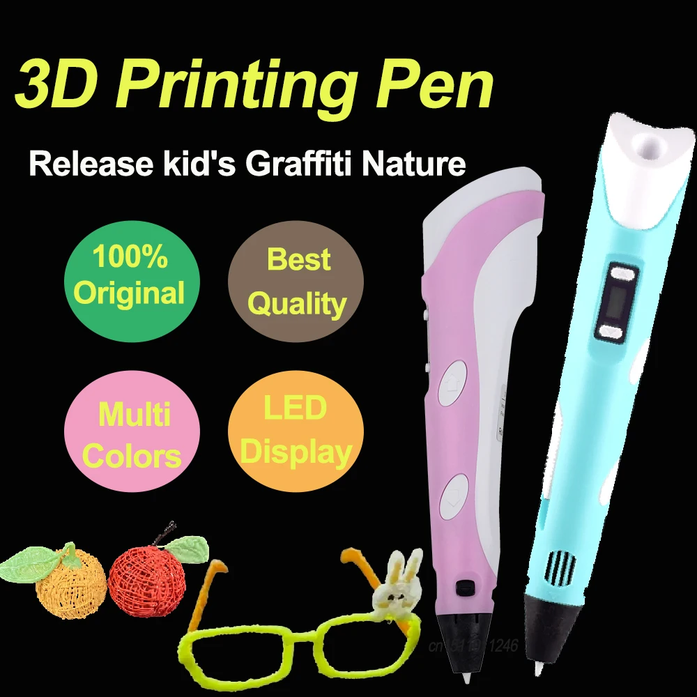 어린이 3D 인쇄 펜 조정 가능한 속도 LED 디스플레이 DIY 드로잉 펜 소년과 소녀를위한 3D PLA 필라멘트 크리스마스 생일 선물