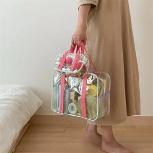 여름 대용량 엄마 가방 아기 항목 주최자를위한 투명 젤리 가방 방수 비치 토트 백 야외 여행 휴가