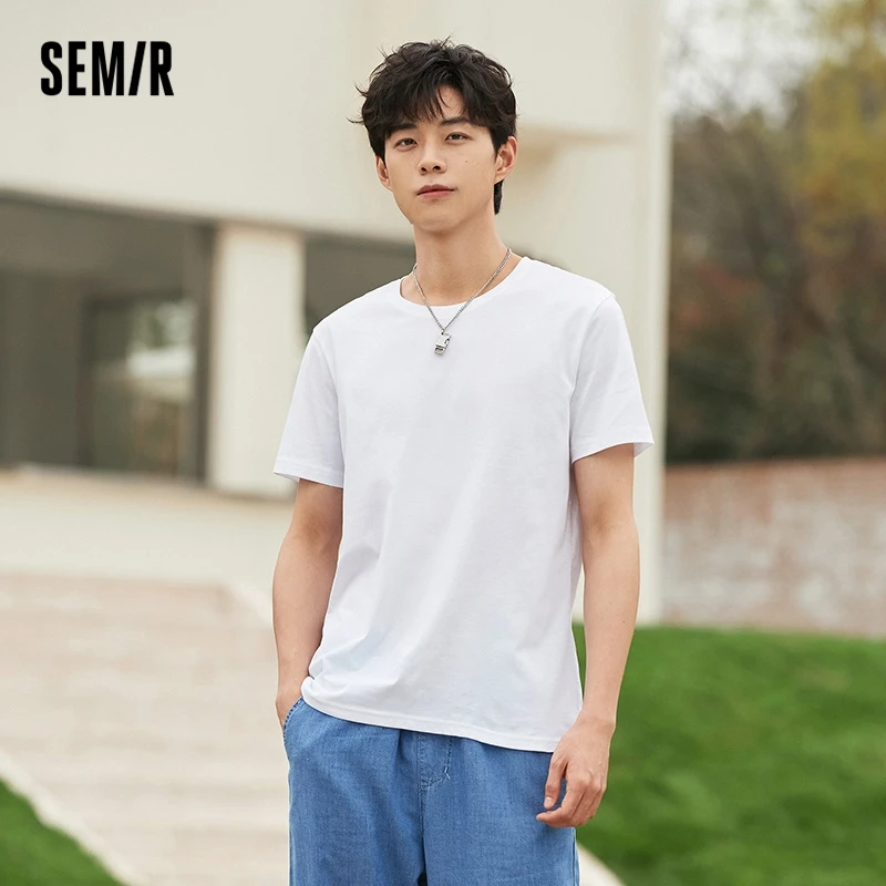 세미르 반팔 남성 티셔츠 면 2025 여름 신상 남성 의류 얇고 다재다능한 티셔츠 커플 단색 상의