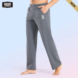 52025 남성용 오가닉 코튼 팬츠 – 가정 및 레저용 편안한 라운지 스웨트팬츠. 부드럽고 통기성이 뛰어나며 두꺼운 스트라이프 팬츠