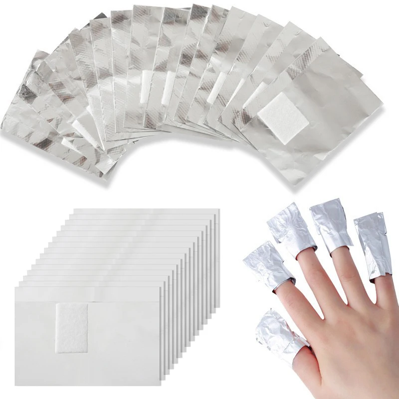 100Pcs 가방 알루미늄 호일 네일 아트 폴란드어 네일 제거 랩 수건 젤 리무버 매니큐어 도구