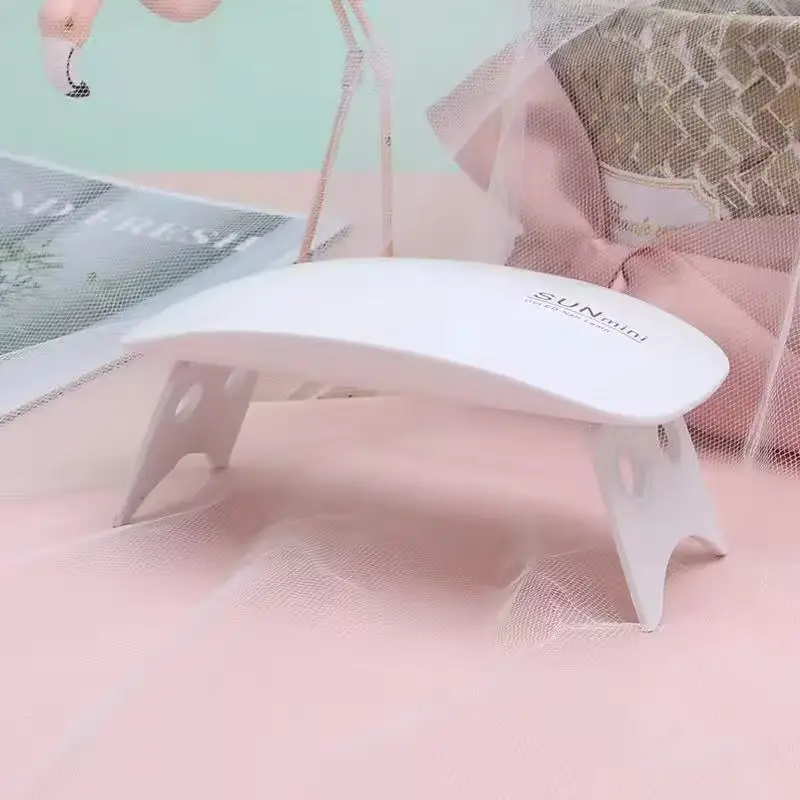 미니 UV LED 네일 램프 6W 네일 젤 폴리쉬 경화용 휴대용 접이식 120초/60초 타이머 매니큐어 건조기 네일 아트 건조 도구