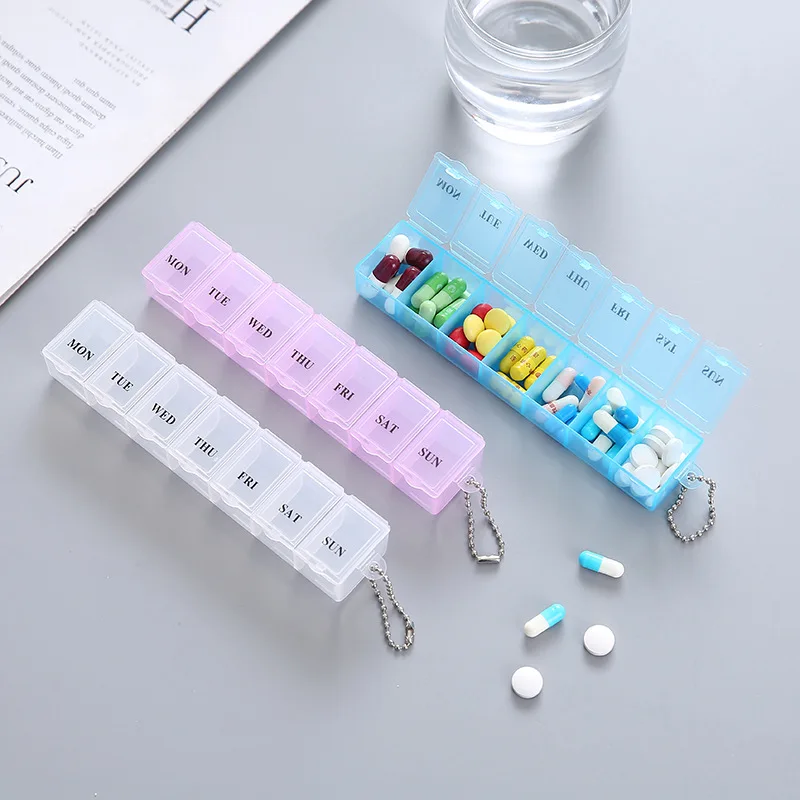 미니 주간 약통, 정리함, 7칸 용기, 독립형 그리드, 트렌디