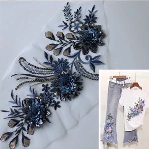 메쉬 자수 패치 스티커 3 차원 장식 조각 꽃 천으로 스티커 DIY 청바지 장식 액세서리 수리 허용