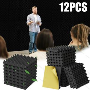 계란형 흡음재 12개, 자가 접착 스튜디오 웨지 타일 방음 패딩 벽 방음 폼 패널