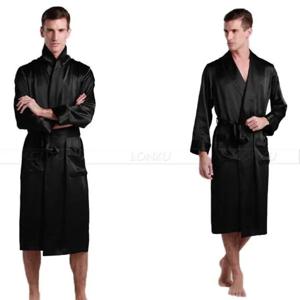 남성용 실크 새틴 잠옷 파자마, 잠옷 가운 가운 목욕 가운 나이트 가운 라운지웨어, 미국, M,L,XL,2XL,3XL 플러스 _ _ 5 색