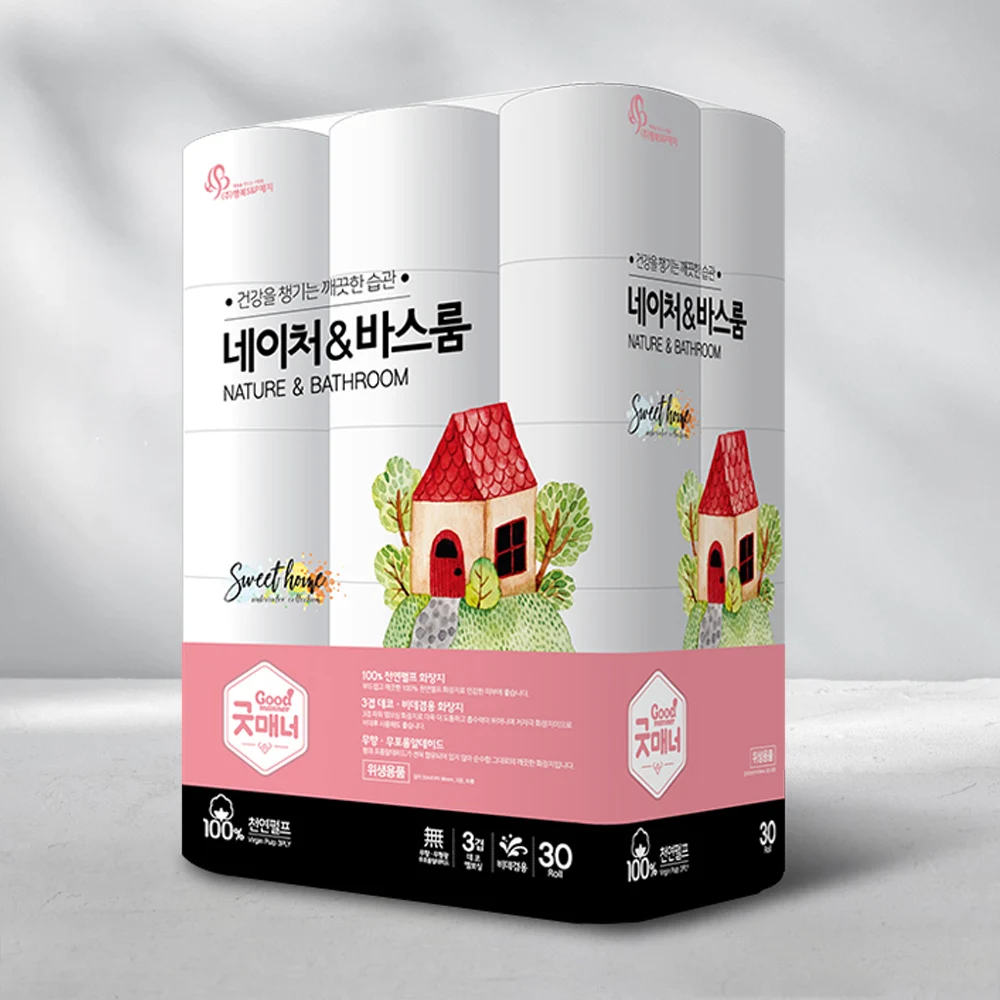굿매너 네이처앤바스룸 30m*30롤 천연펄프100% 3겹 화장지