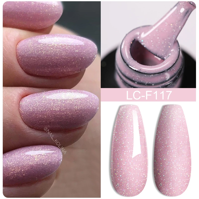 LILYCUTE 7ML 핑크 글리터 네일 젤 폴리쉬 누드 내추럴 롱 라스팅 매니큐어 UV LED 네일 아트 베이스 탑 코트 젤 바니시