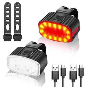 사이클링 자전거 전면 후면 조명 세트 자전거 USB 충전 헤드 라이트 라이트 MTB 방수 미등 LED 랜턴 자전거 액세서리