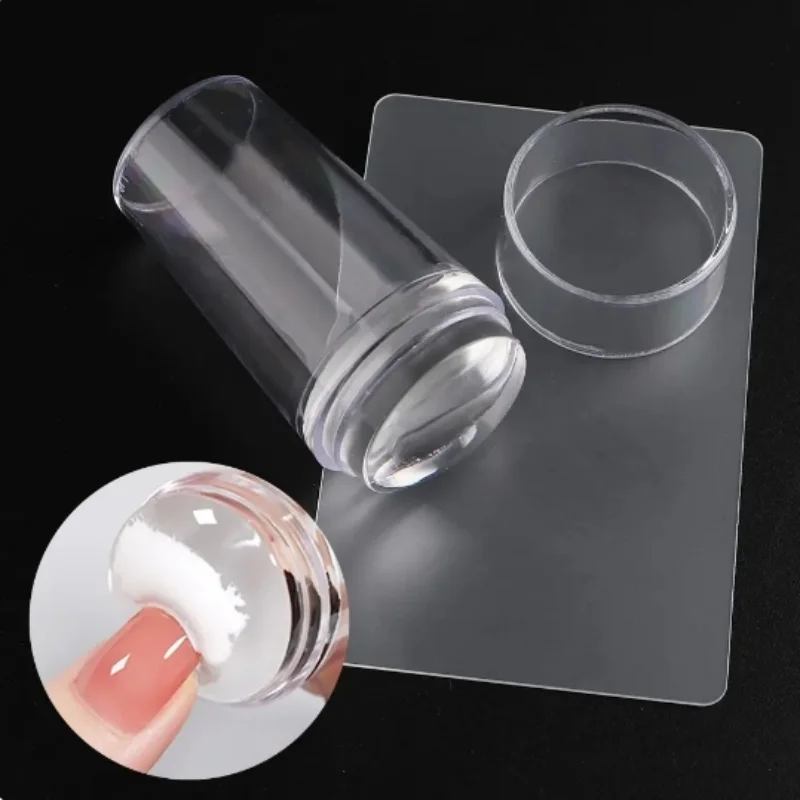 투명 네일 스탬퍼 스크레이퍼 젤리 실리콘 헤드 스탬프, 프랑스 네일 인쇄 네일 아트 스탬핑 플레이트 매니큐어