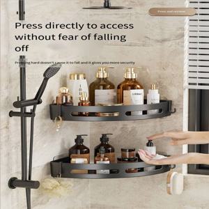 3/2/1개 접착식 욕실 샴푸 홀더 샤워 캐디 선반 수납 무타공 선반 코너 타월 홀더 욕실용 선반