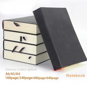 640/400/240/160 페이지 매우 두꺼운 라인 학생 일기 노트 사무용 문구 A4/A5/A6 PU 가죽 비즈니스 작업 메모장