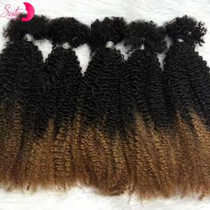 30g/번들 옴브레 아프로 킨키 컬리 인모 벌크 붙임머리 웨프트 없음 16인치 영구 마이크로 락스/트위스트/브레이드/리페어 락스용