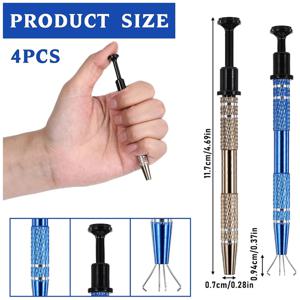 ABNJ 4Pcs 4 클로 보석상 픽업 도구, 작은 부품 용 피어싱 볼 그래버 도구, 금속 그래버 클로 픽업 홀더