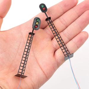 1:87 철도 기차 신호등 교통 램프 어린이 인형 집 미니어처 빌딩 모델 샌드박스 놀이 3V