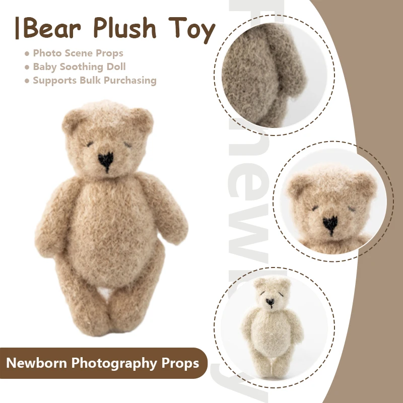 아기 사진 동물 인형 신생아 사진, 손으로 짠 테디 베어 소품, 스튜디오 사진, 귀여운 동물 해마 헤어 장난감 액세서리