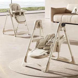 씨마인드 2-in-1 전동 바운서 겸용 아기 식탁의자 (플라스틱 테이블 포함) 가정용 유아 식탁의자 (식사 및 수면용)