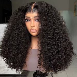 딥 웨이브 HD 밥 가발 인모 앞머리 가발 브라질리언 200% 13x4 짧은 밥 곱슬 레이스 앞머리 가발 13x4 여성용 가발
