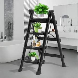 2/3/4단 접이식 중형 사다리 넓은 발판 미끄럼 방지 스텝 스툴 견고한 강철 사다리 가정용 차고 보관용