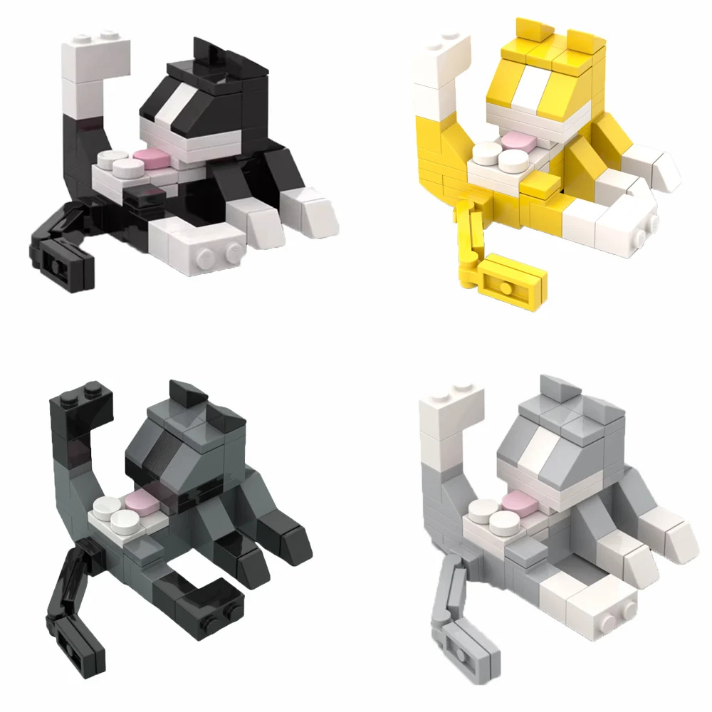 MOC 도시 고양이 동물 시리즈 빌딩 블록 어린이 교육 장난감, 생일을위한 크리 에이 티브 DIY 선물