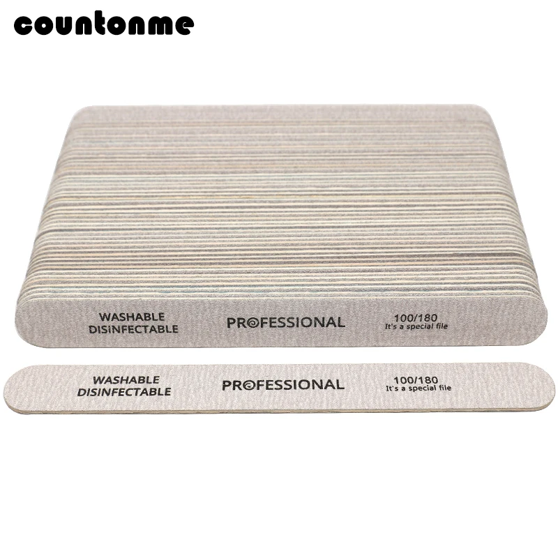 100개 네일 파일 100/180 나무 샌딩 버퍼 블록 페디큐어 매니큐어 UV 젤 네일 폴리쉬 프로 네일 파일 인조 손톱 팁