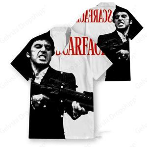 영화 Scarface 3d 프린트 비치 셔츠 반소매 하와이 셔츠 Tony Montana 블라우스 그래픽 셔츠 Cuba Camisa 남성 의류