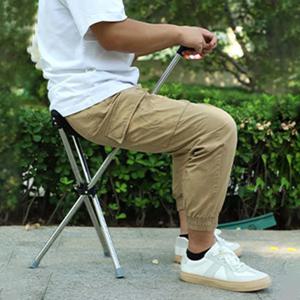 야외 접이식 지팡이 의자 노인 산책 의자 가벼운 등산 지팡이 목발 의자