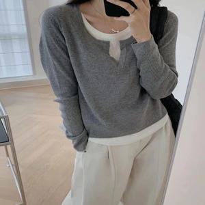 슬리밍 효과 블랙 브이넥 긴팔 기본 셔츠 여성 패션 초가을 탑 한국 스타일 출퇴근용 순색