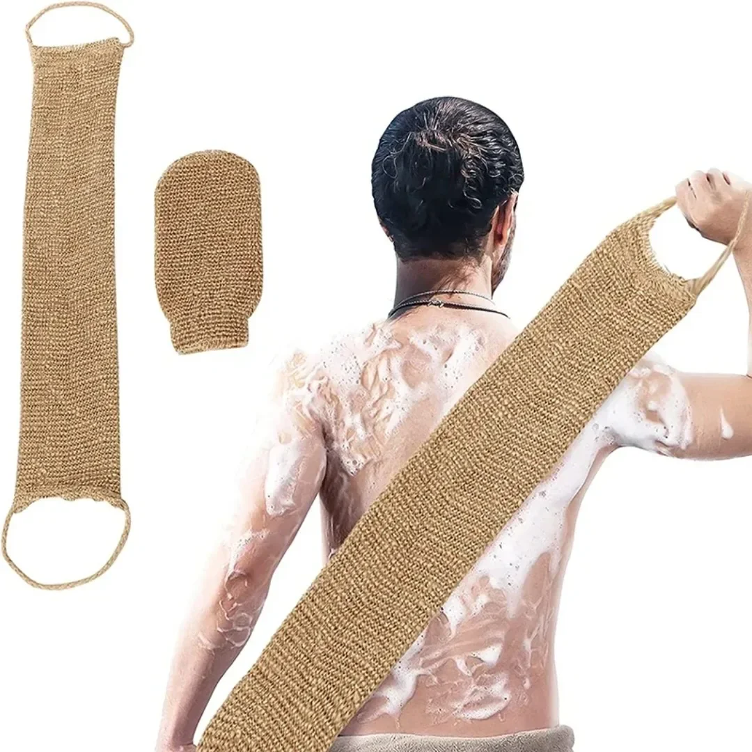 대마 등 스크럽 목욕 타월 황마 각질 제거 루파 등 스트랩과 장갑 샤워 목욕 바디 클렌징 키트 (목욕 용품)