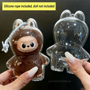 LABUBU 4 PIN FOR LOVE 시리즈 투명 보호 케이스 비닐 플러시 인형 먼지 커버 휴대용 정리함 인형 액세서리