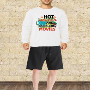 남성용 세트 가을 빠른 건조 핫 코코아 프린트 그래픽 티셔츠 세트 남성 스포츠웨어 트레이닝 세트  2피스 세트 롱