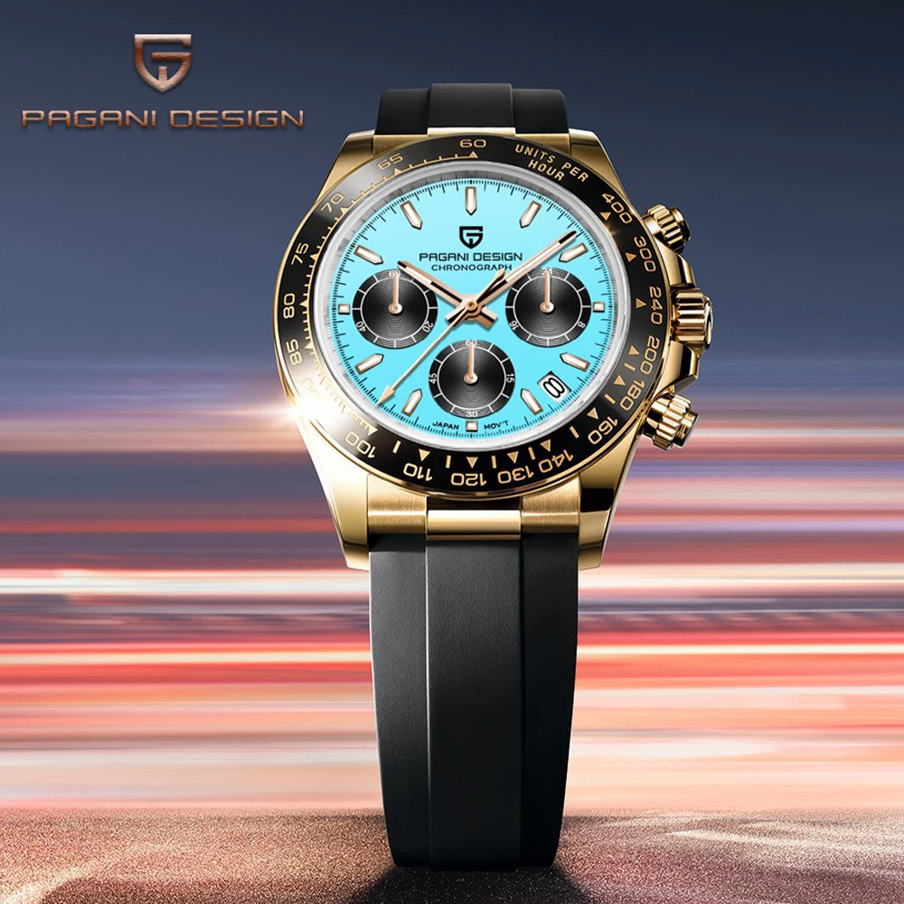 2025 새로운 PAGANI DESIGN 40MM 남성용 다기능 쿼츠 시계 VK63 사파이어 크로노미터 남성용 럭셔리 비즈니스 시계