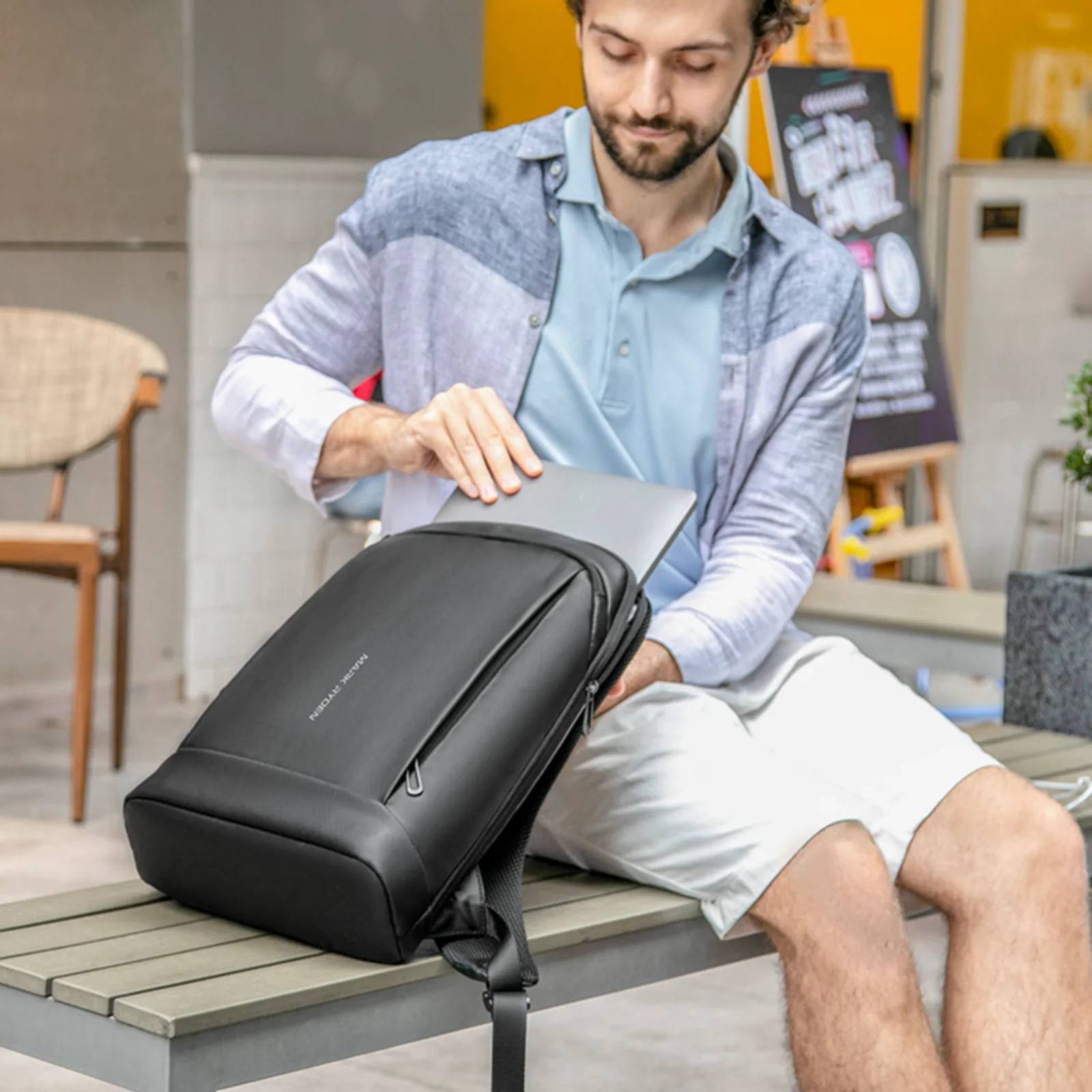 MarkRyden 남성용 백팩 노트북 백팩 슬림하고 가벼운 비즈니스 백팩 학교 백팩