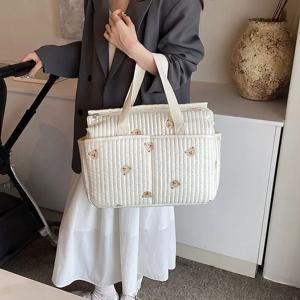 대용량 미라 가방 자수 곰 엄마와 아기 핸드백 아기 젖병 기저귀 휴대용 유모차 가방, 신제품