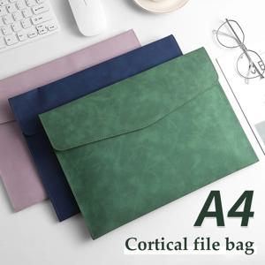 1pcs 가죽 A4/A5 파일 가방 방수 내마모성 초대형 용량 폴더 비즈니스 사무실 학교 파일 보관 용품