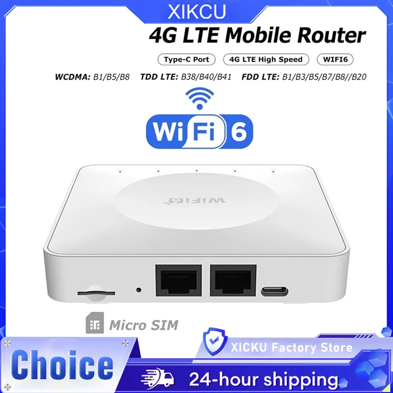 4G LTE 라우터 WiFi 6 SIM 카드 모뎀 32개 장치 연결 지원 모바일 무선 라우터 타입-C 인터페이스 아시아 아프리카 유럽용