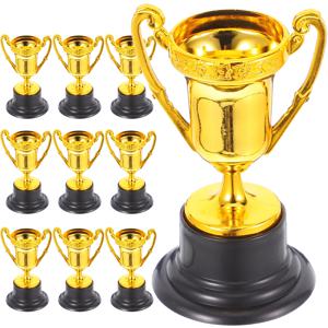 10 Pcs 보상 상 작은 트로피 보상 상 어린이 상 트로피 플라스틱 트로피 골든 컵 기념품 팀 스포츠