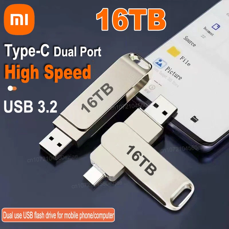 샤오미 16TB USB 3.2 플래시 드라이브 고속 전송 메탈 펜드라이브 메모리 카드 펜드라이브 플래시 디스크 메모리아 방수 스틱 새 상품