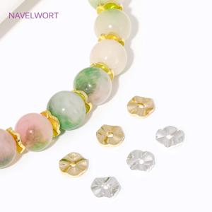 4/6/8mm 14K/18K 골드 도금 라운드 루즈 비즈 DIY 팔찌/목걸이/귀걸이 쥬얼리 만들기위한 황동 웨이브 플랫 스페이서 비즈