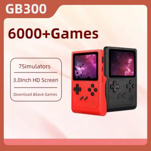 GB300 휴대용 휴대용 게임 플레이어 3.0 인치 화면 TV 비디오 게임 콘솔 AV 출력 레트로 게임 콘솔 내장 8G 6000+ 게임