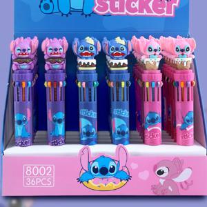 디즈니 스티치 36pcs 볼펜 만화 10 색 마커 0.7mm 어린이 낙서 여러 가지 빛깔의 휴대용 펜 학생 편지지 배우기
