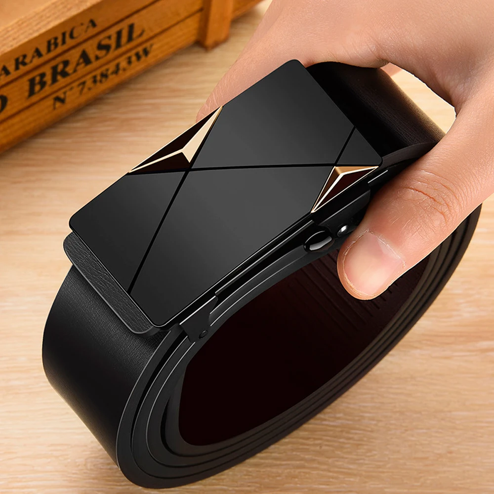 럭셔리 패션 남자 벨트 남자 정품 가죽 벨트 자동 버클 래칫 벨트 무작위 조정 벨트 여성 허리 벨트