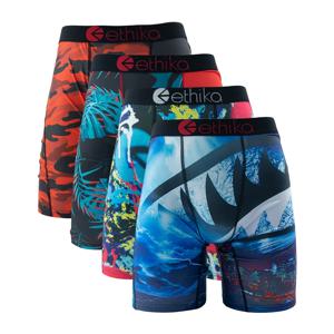 ETHIKA 4Pcs 남성 속옷 복서 통기성 수영 남자 속옷 플러스 사이즈 인쇄 남성 팬티 트렁크 섹시한 남자 복서 팬티