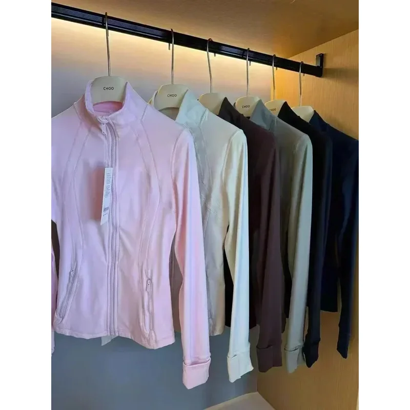 레몬 여성 정의 재킷 체육관 가을 겨울 겉옷 나일론 스트레치 지퍼 러닝 요가 조깅 긴팔 탑 플리스 자켓