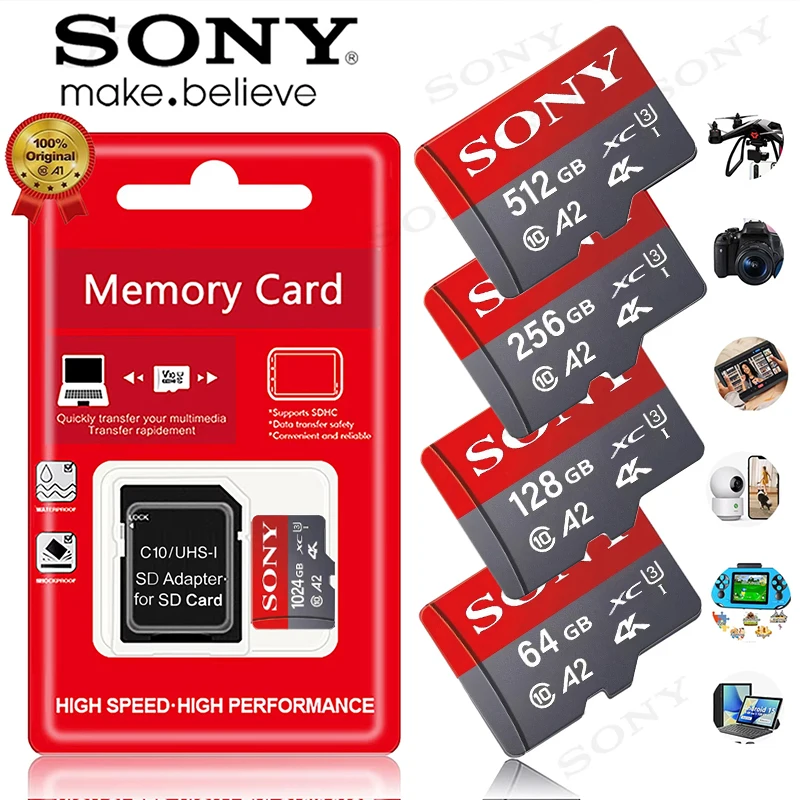 Sony Extreme Micro SD XC 메모리 카드 1TB 512GB UHS-I 카드 USB 3.0 4K 256GB 128GB 64GB 카메라 GoPro DJI용 플래시 마이크로 SD 카드