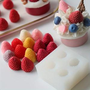 1딸기 모양의 실리콘 몰드-3DAromatherapy 양초 왁스 몰드, DIYBerry 모양의 양초 및 비누, 내구성, 유연성, 재료 T