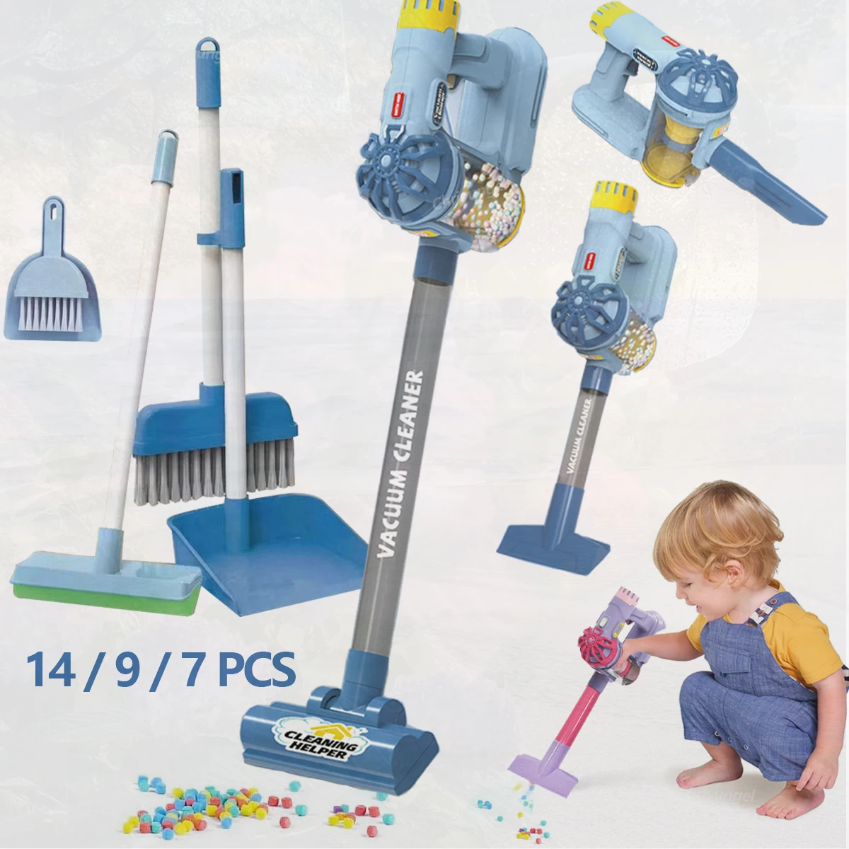 어린이 시뮬레이션 전기 진공 청소기 장난감 세트 가사 역할 놀이 교육용 장난감 유아용 완벽한 선물 소녀 소년용