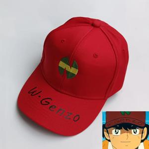 캡틴 츠바사 난카츠 학교 팀 로고 자수 모자 와카바야시 겐조 코스프레 WGenzo 프린트 레드 야구 모자