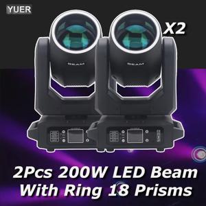 2 개/몫 LED 링 이동 헤드 라이트 200W 빔 + 스팟 + 18 회전 프리즘 + 무지개 효과 Dmx 무대 조명 효과 라이트 디스코 Dj